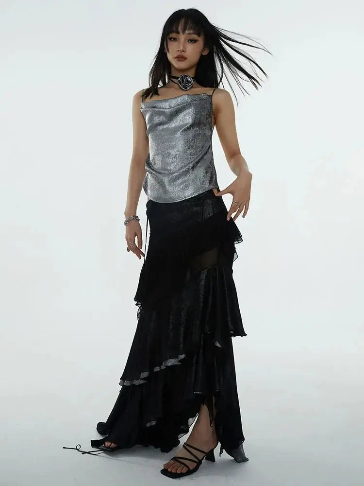 Darceangelo Mesh Ruffle Skirt by Marigold Shadows Marigold Shadows