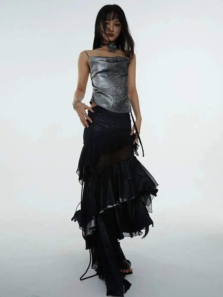 Darceangelo Mesh Ruffle Skirt by Marigold Shadows Marigold Shadows