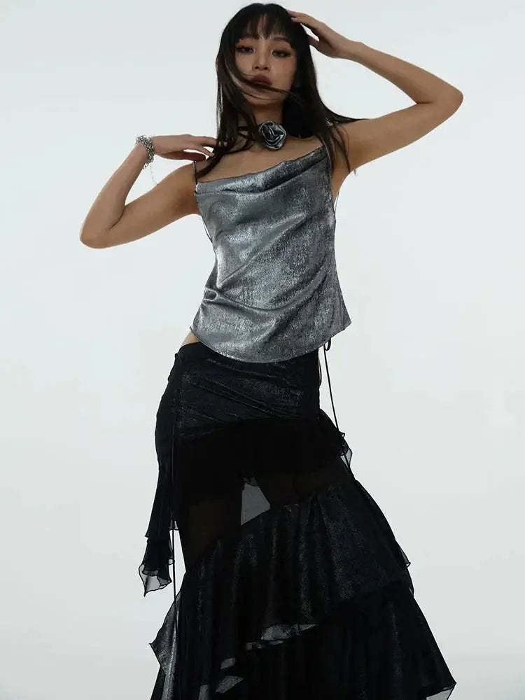 Darceangelo Mesh Ruffle Skirt by Marigold Shadows Marigold Shadows