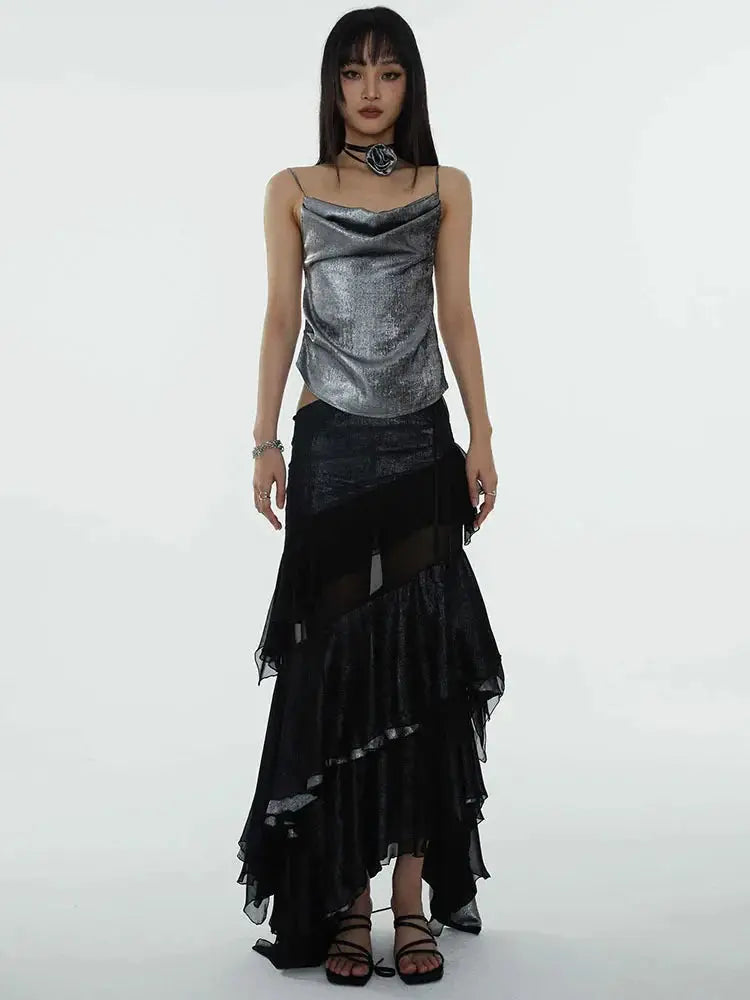 Darceangelo Mesh Ruffle Skirt by Marigold Shadows Marigold Shadows