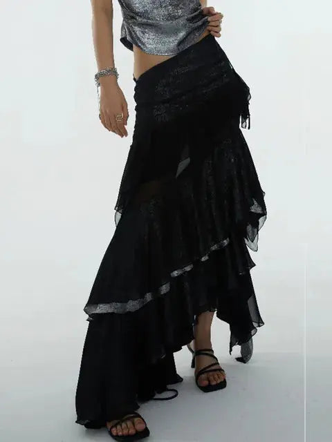 Darceangelo Mesh Ruffle Skirt by Marigold Shadows Marigold Shadows