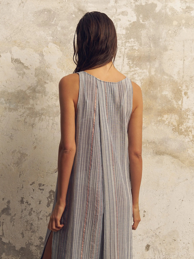 Day Break Dress - Navy With Stripes by The Handloom The Handloom