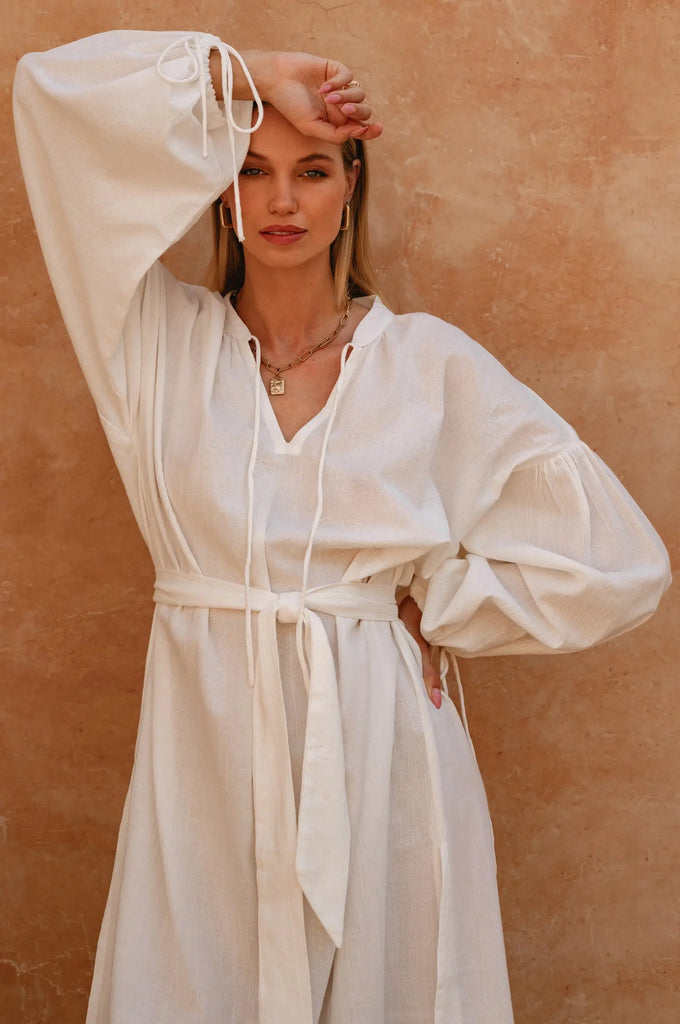 Denise Long Sleeve Linen Kimono Dress by Bali Lane Bali Lane
