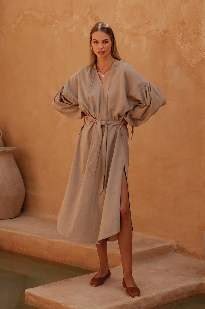 Denise Long Sleeve Linen Kimono Dress by Bali Lane Bali Lane