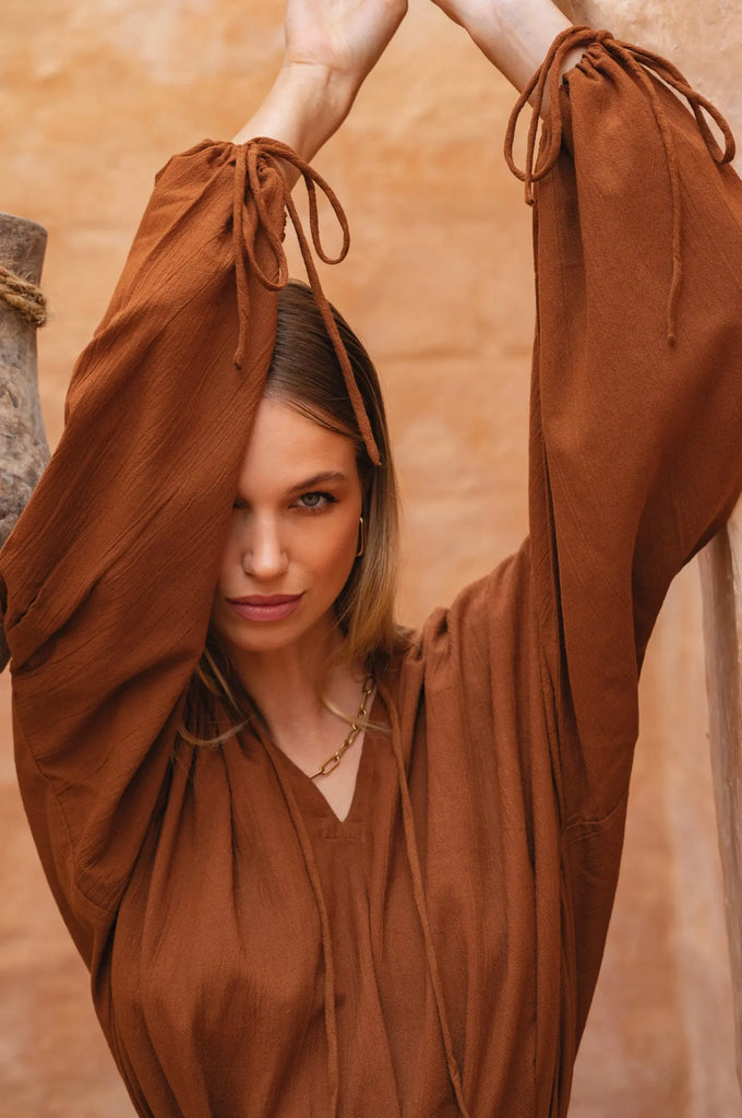 Denise Long Sleeve Linen Kimono Dress by Bali Lane Bali Lane