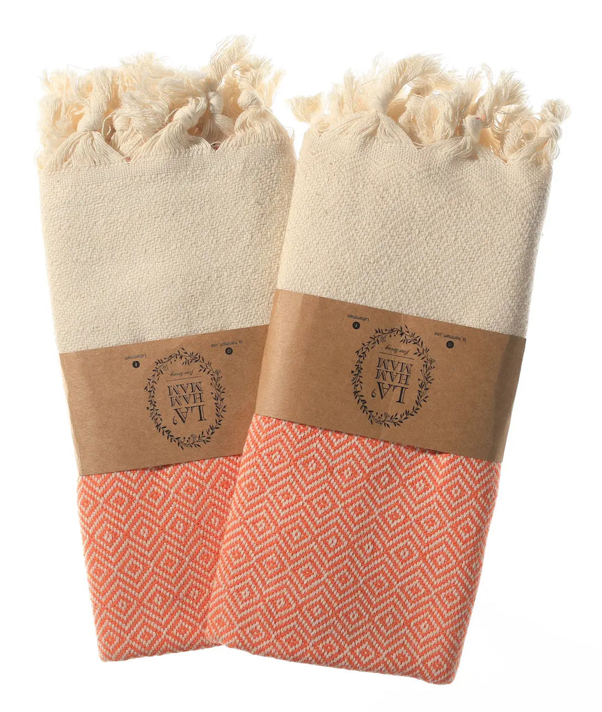 Diamond Turkish Cotton Kitchen / Hand Towel 2 pack 40x18 in by La'Hammam La'Hammam