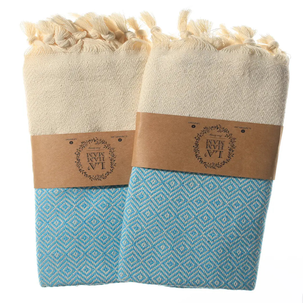 Diamond Turkish Cotton Kitchen / Hand Towel 2 pack 40x18 in by La'Hammam La'Hammam