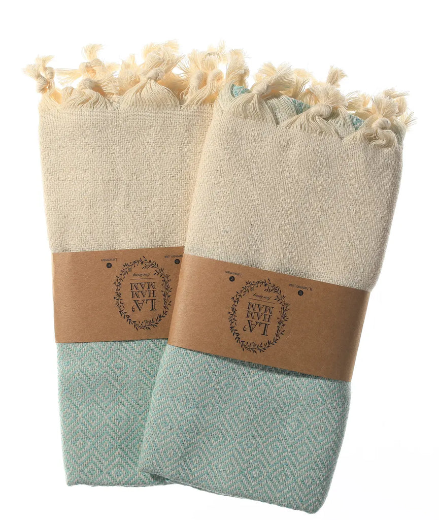 Diamond Turkish Cotton Kitchen / Hand Towel 2 pack 40x18 in by La'Hammam La'Hammam