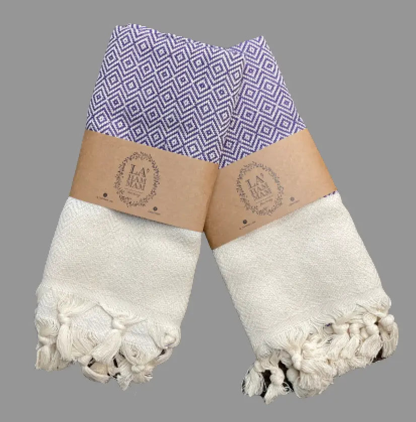 Diamond Turkish Cotton Kitchen / Hand Towel 2 pack 40x18 in by La'Hammam La'Hammam