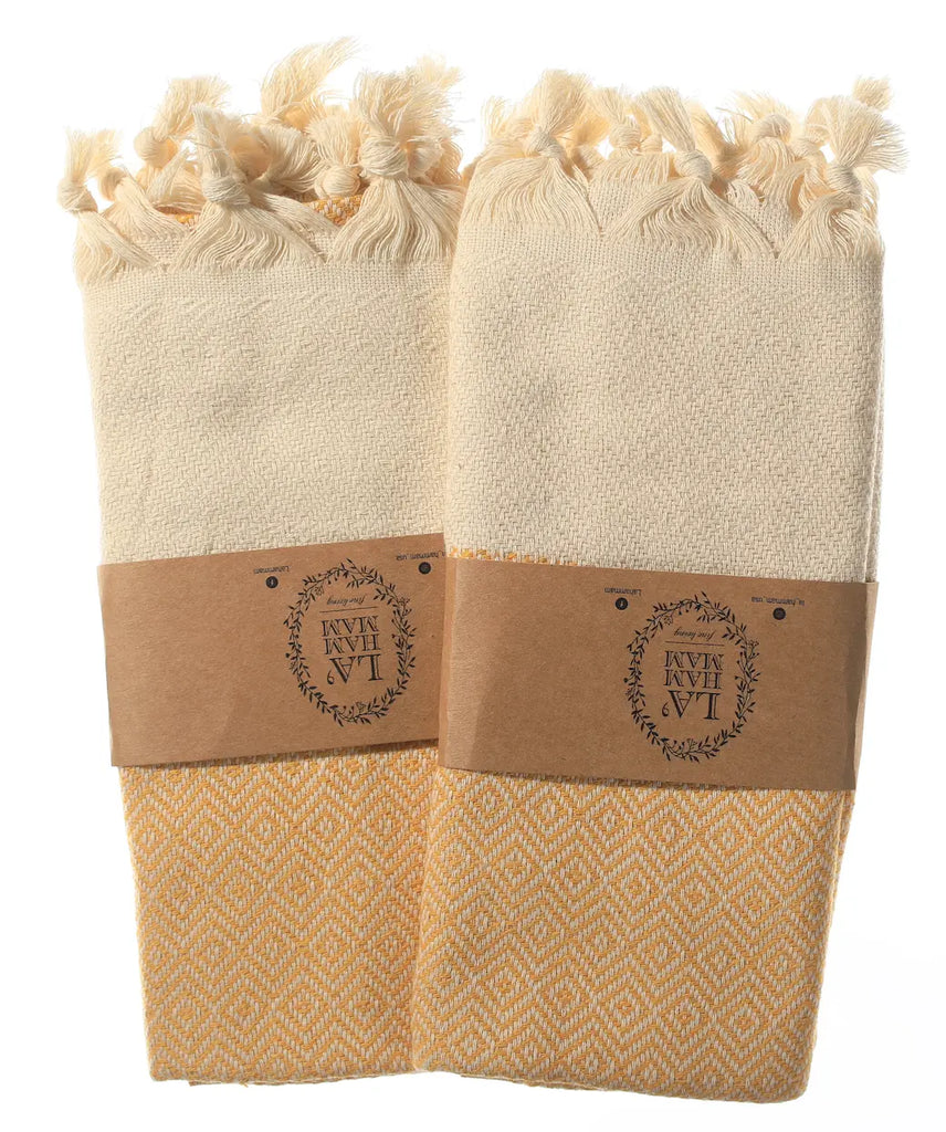 Diamond Turkish Cotton Kitchen / Hand Towel 2 pack 40x18 in by La'Hammam La'Hammam