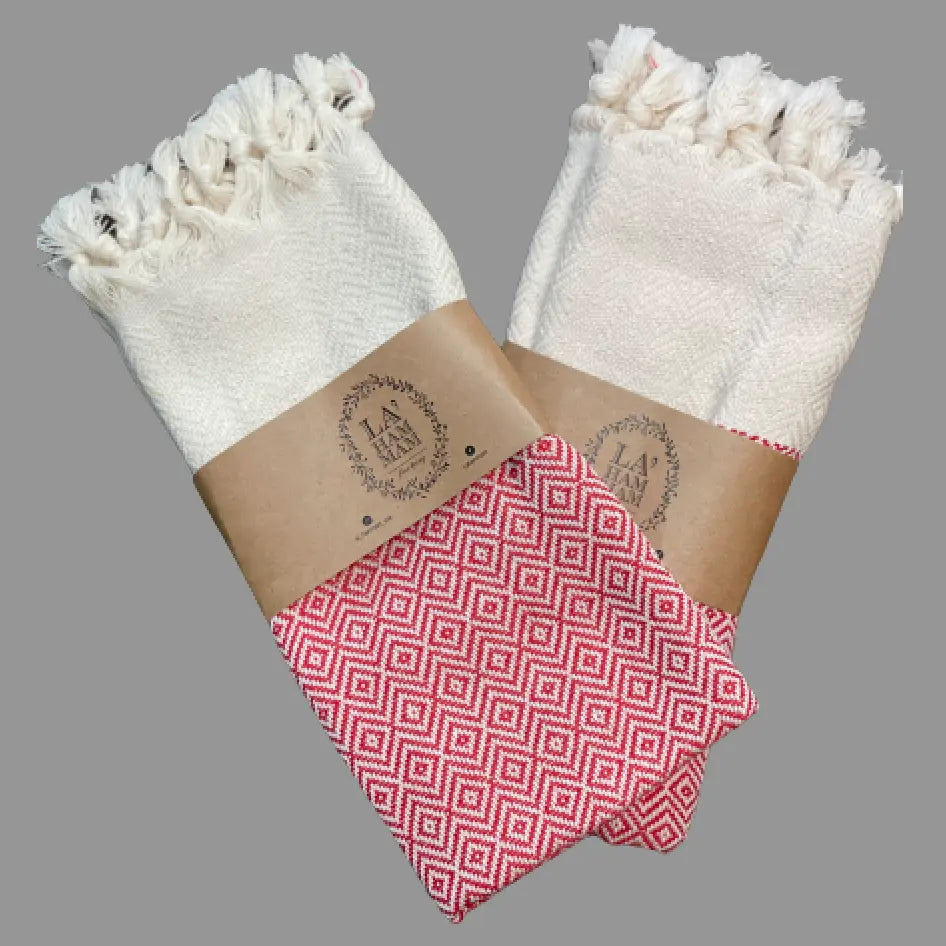 Diamond Turkish Cotton Kitchen / Hand Towel 2 pack 40x18 in by La'Hammam La'Hammam