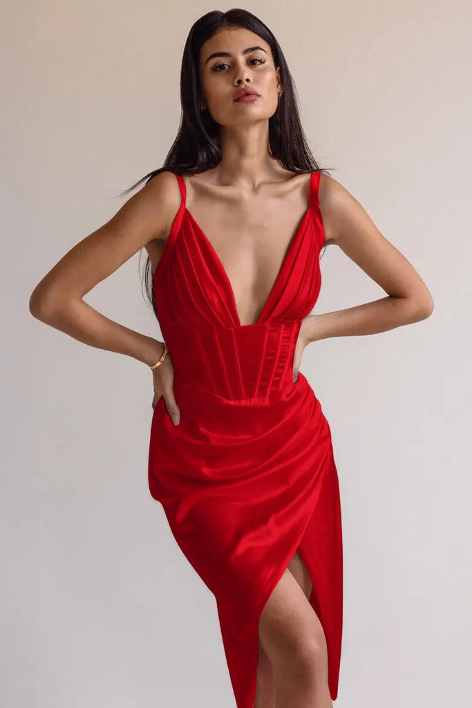 Draped Midi Dress by Averie Averie