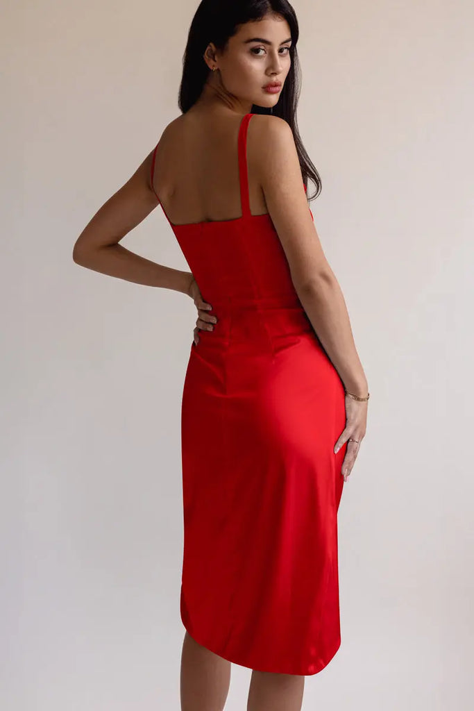 Draped Midi Dress by Averie Averie