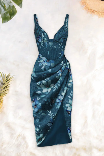 Draped midi dress by Averie Averie