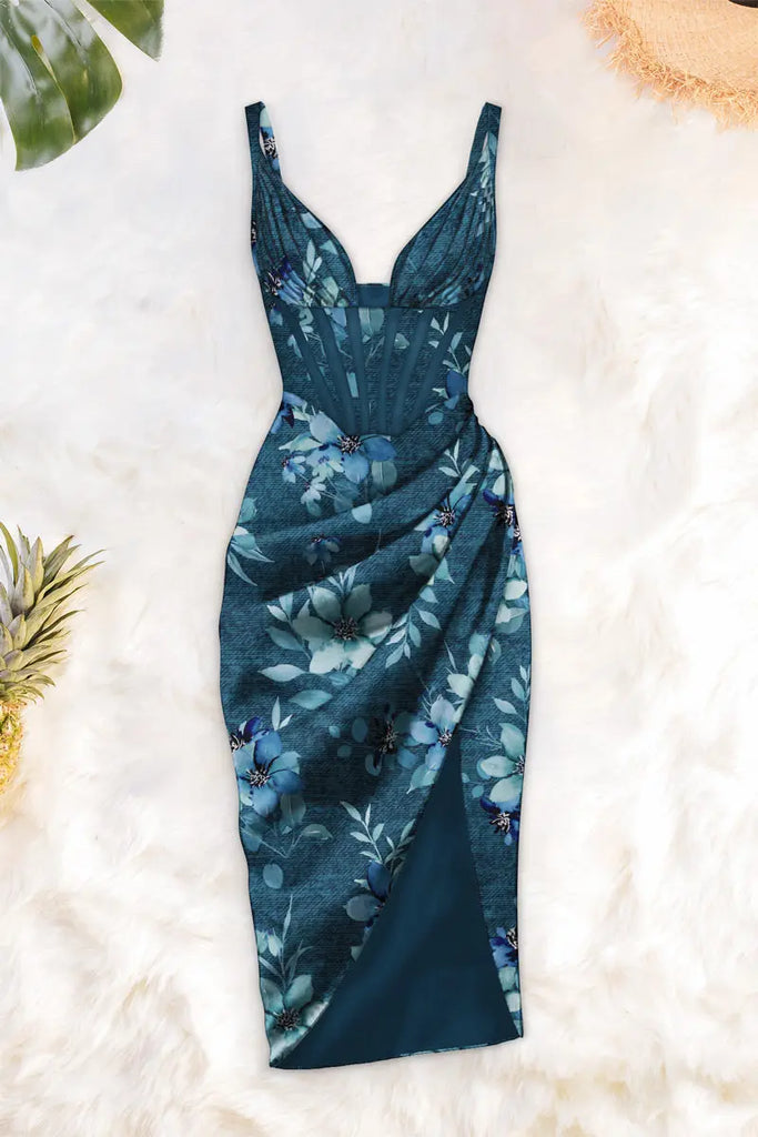 Draped midi dress by Averie Averie