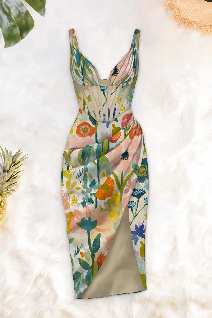 Draped midi dress by Averie Averie