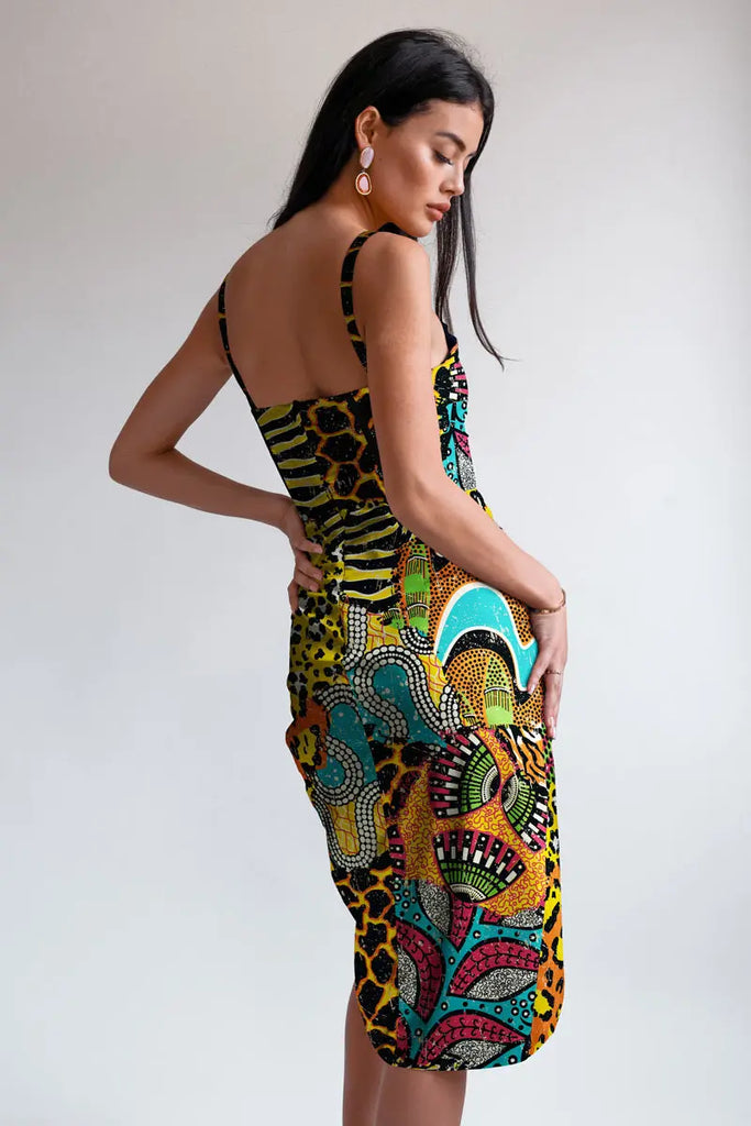 Draped midi dress by Averie Averie