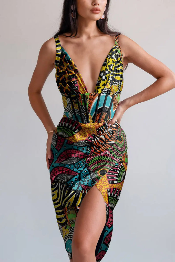 Draped midi dress by Averie Averie