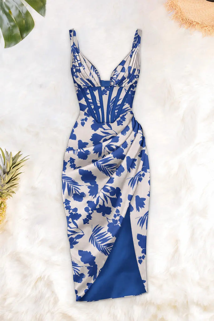 Draped midi dress by Averie Averie