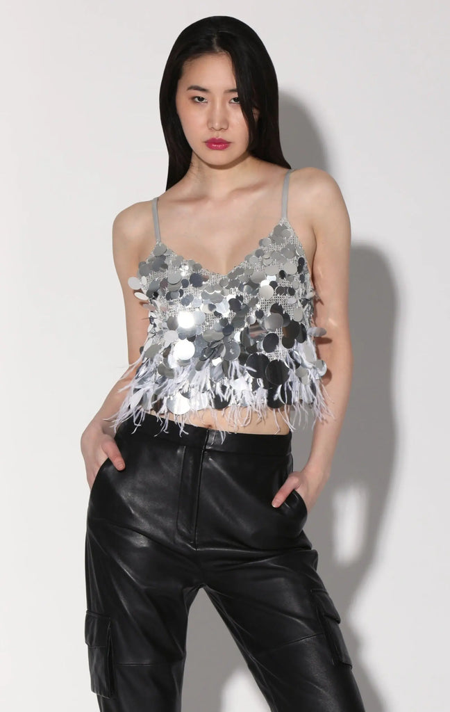 Dynah Top, Silver Starlet Sequin by Walter Baker Walter Baker