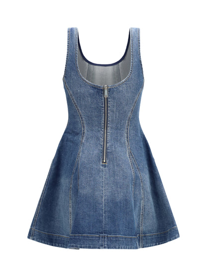 Mini Dress Denim Flared Blue