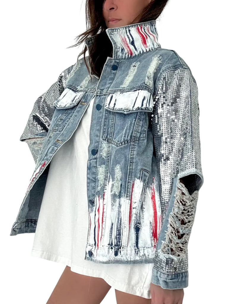 EARLY ACCESS 'Red, White and Beyond' Painted Jacket by Wren + Glory Wren + Glory