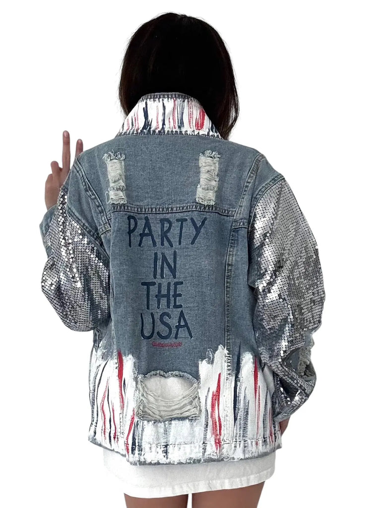 EARLY ACCESS 'Red, White and Beyond' Painted Jacket by Wren + Glory Wren + Glory