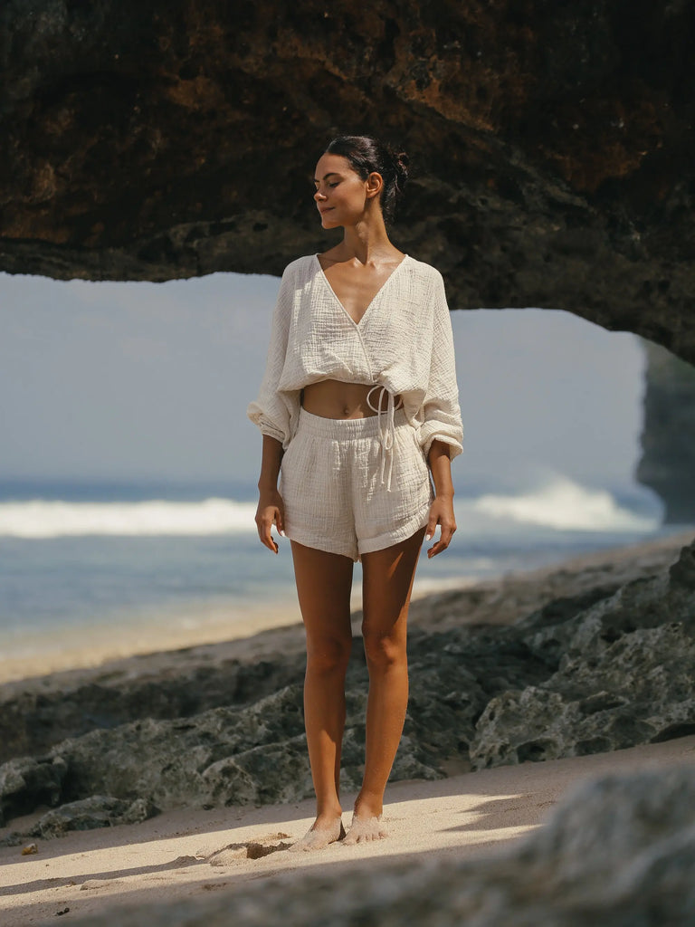 Echo Boy Short - Natural With Gold Stripes by The Handloom The Handloom