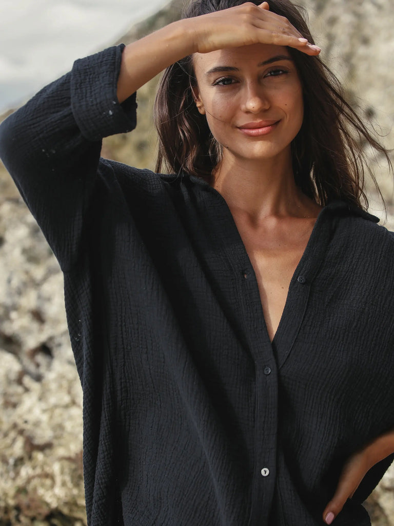 Echo Maxi Shirt - Black by The Handloom The Handloom