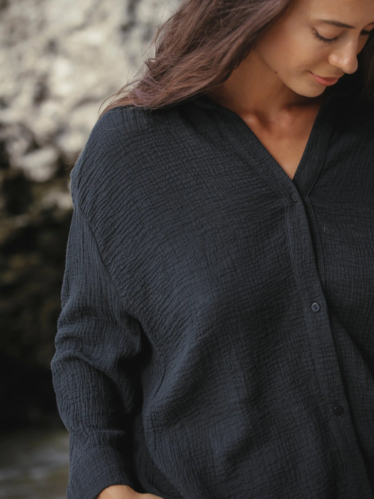 Echo Maxi Shirt - Black by The Handloom The Handloom