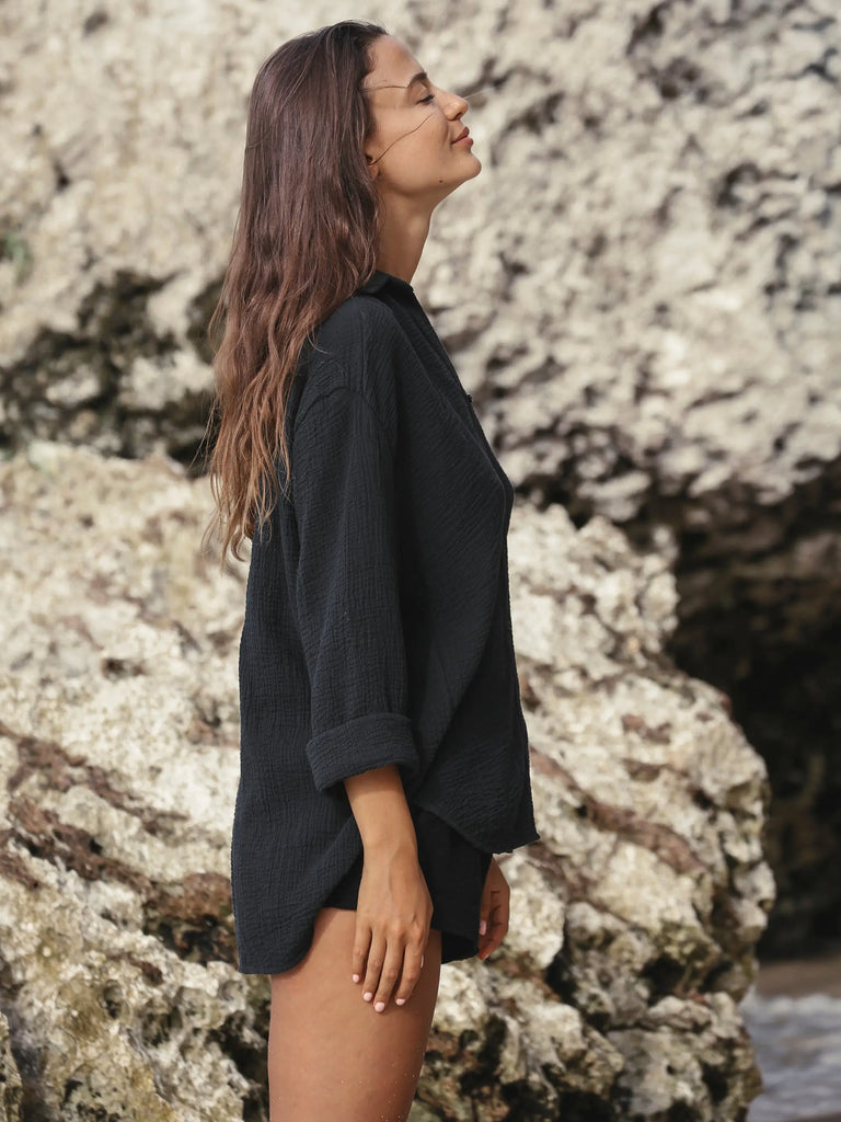 Echo Maxi Shirt - Black by The Handloom The Handloom