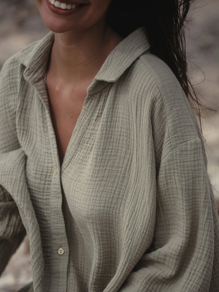 Echo Maxi Shirt - Khaki Green by The Handloom The Handloom