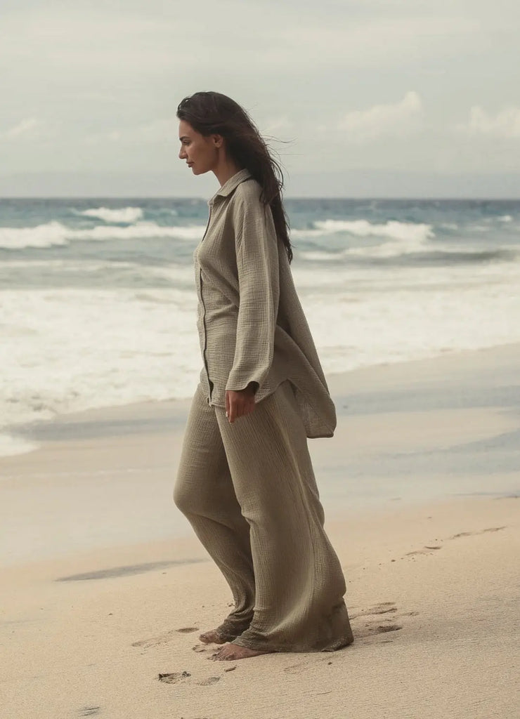 Echo Maxi Shirt - Khaki Green by The Handloom The Handloom