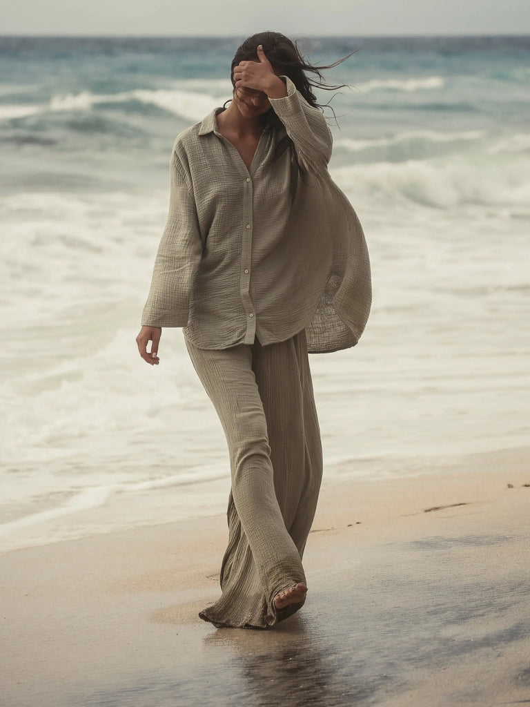 Echo Maxi Shirt - Khaki Green by The Handloom The Handloom