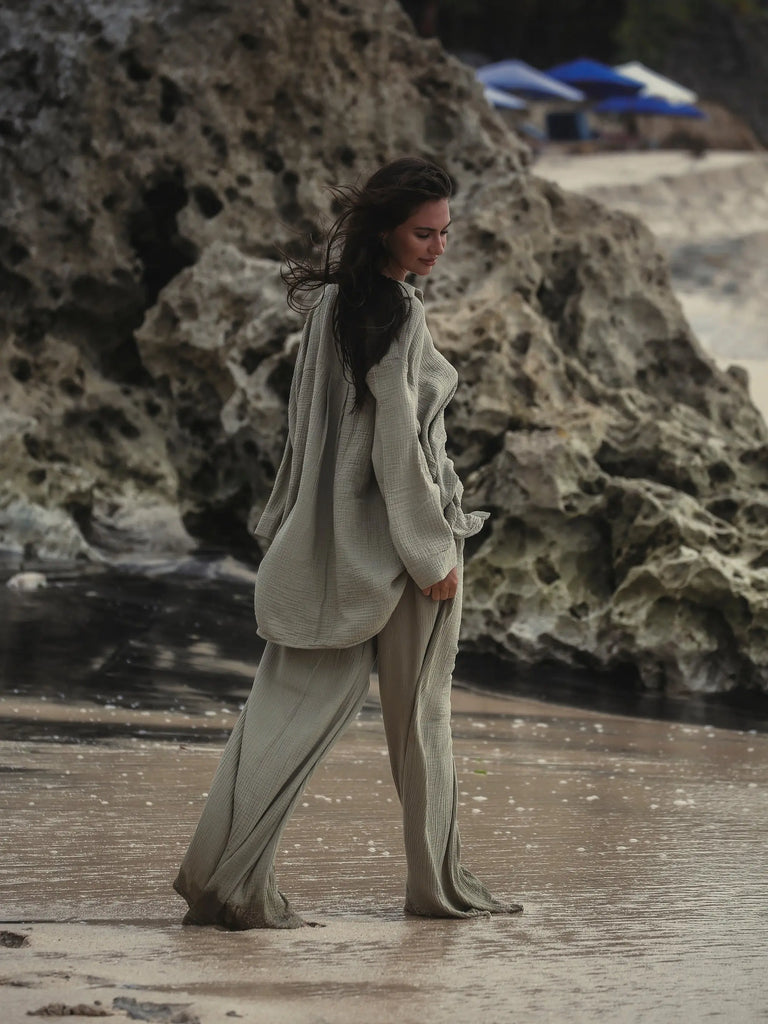 Echo Maxi Shirt - Khaki Green by The Handloom The Handloom