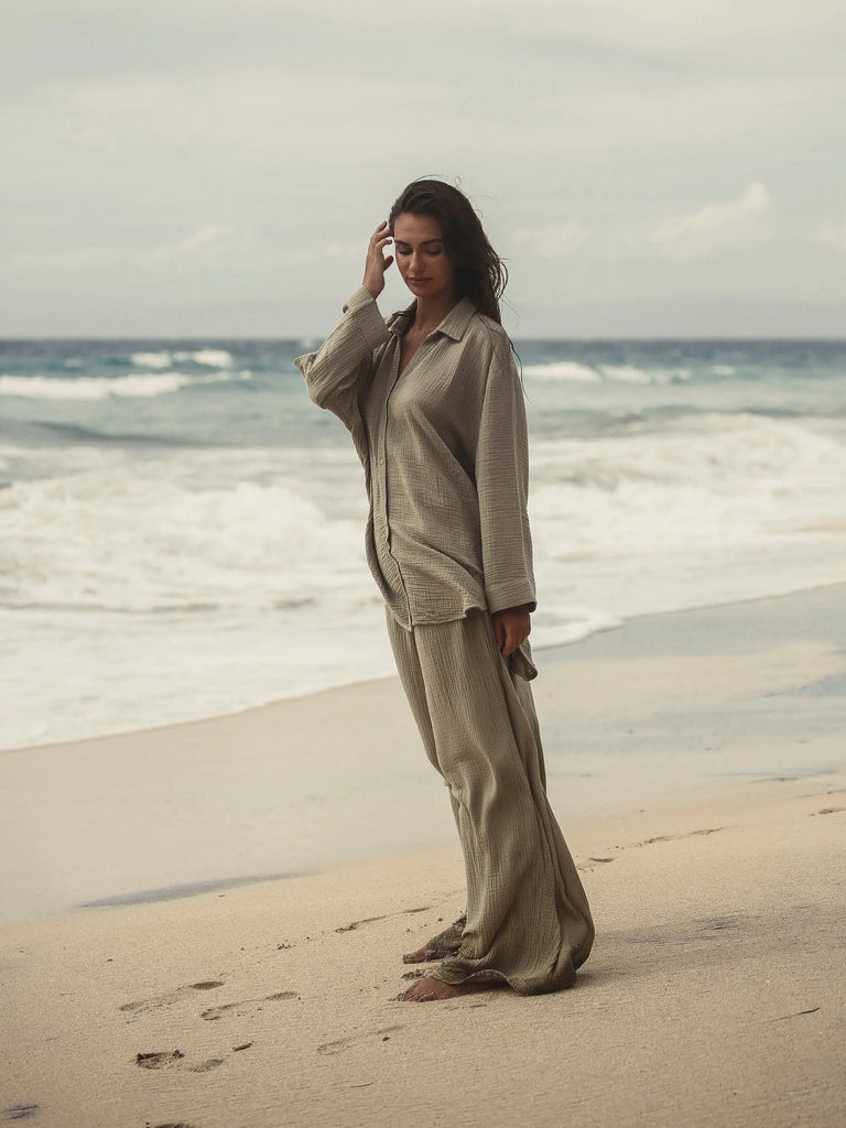 Echo Maxi Shirt - Khaki Green by The Handloom The Handloom