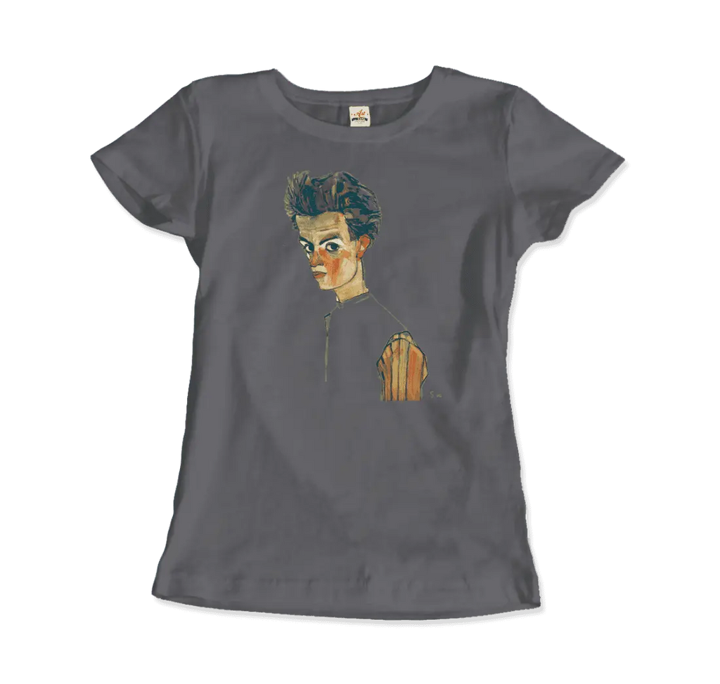 Egon Schiele Self-Portrait, Art T-Shirt by Art-O-Rama Shop ART-O-RAMA-SHOP