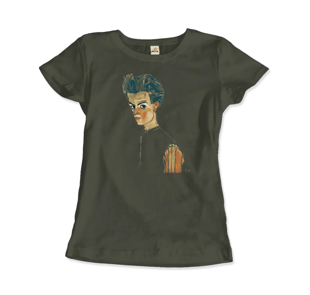 Egon Schiele Self-Portrait, Art T-Shirt by Art-O-Rama Shop ART-O-RAMA-SHOP
