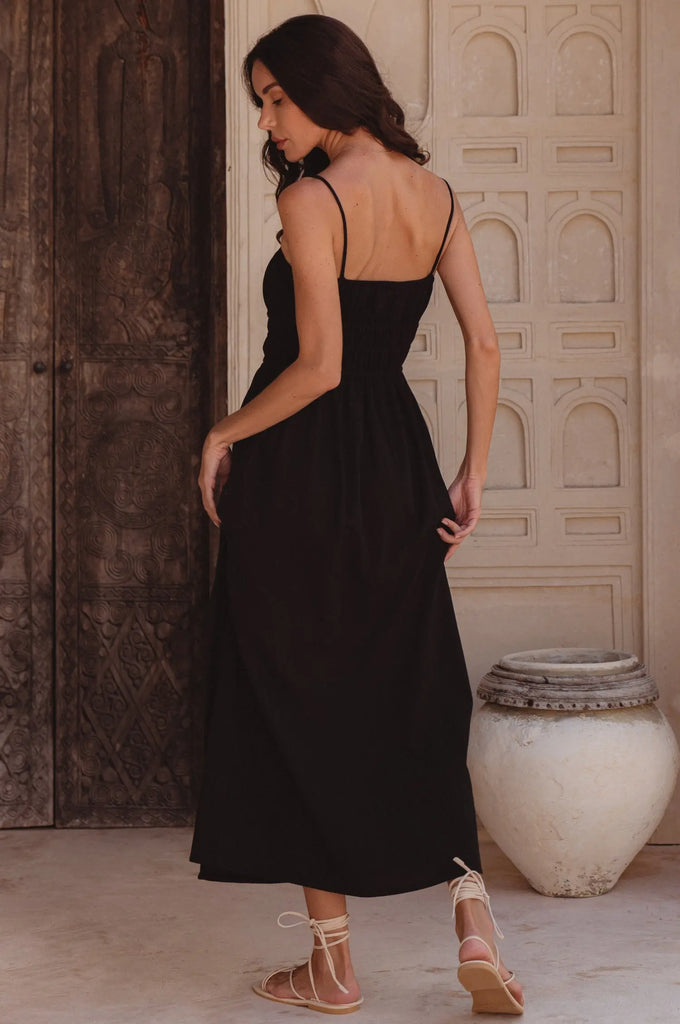 Eleanore Handcrafted Linen Midi Summer Dress by Bali Lane Bali Lane