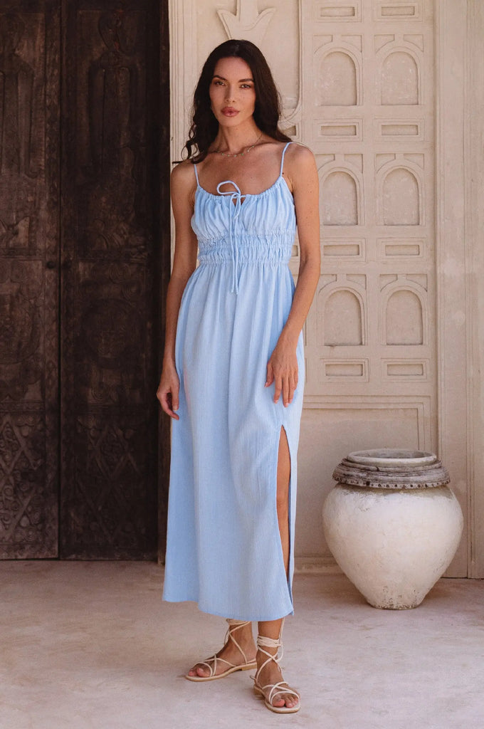 Eleanore Handcrafted Linen Midi Summer Dress by Bali Lane Bali Lane