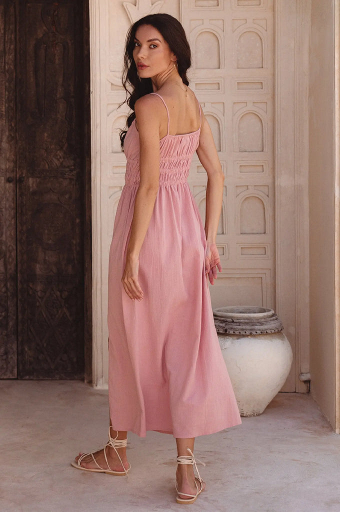 Eleanore Handcrafted Linen Midi Summer Dress by Bali Lane Bali Lane