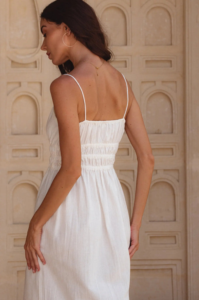 Eleanore Handcrafted Linen Midi Summer Dress by Bali Lane Bali Lane