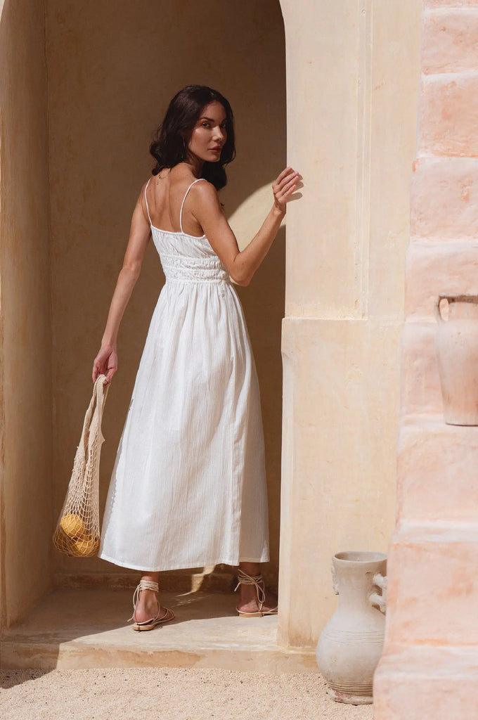Eleanore Handcrafted Linen Midi Summer Dress by Bali Lane Bali Lane