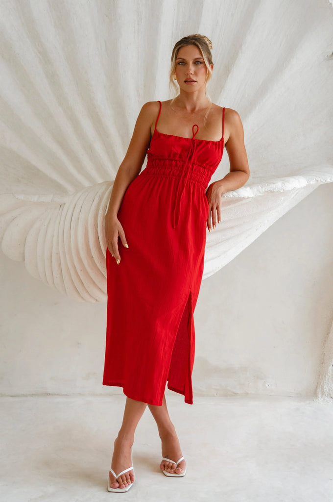 Eleanore Handcrafted Linen Midi Summer Dress by Bali Lane Bali Lane