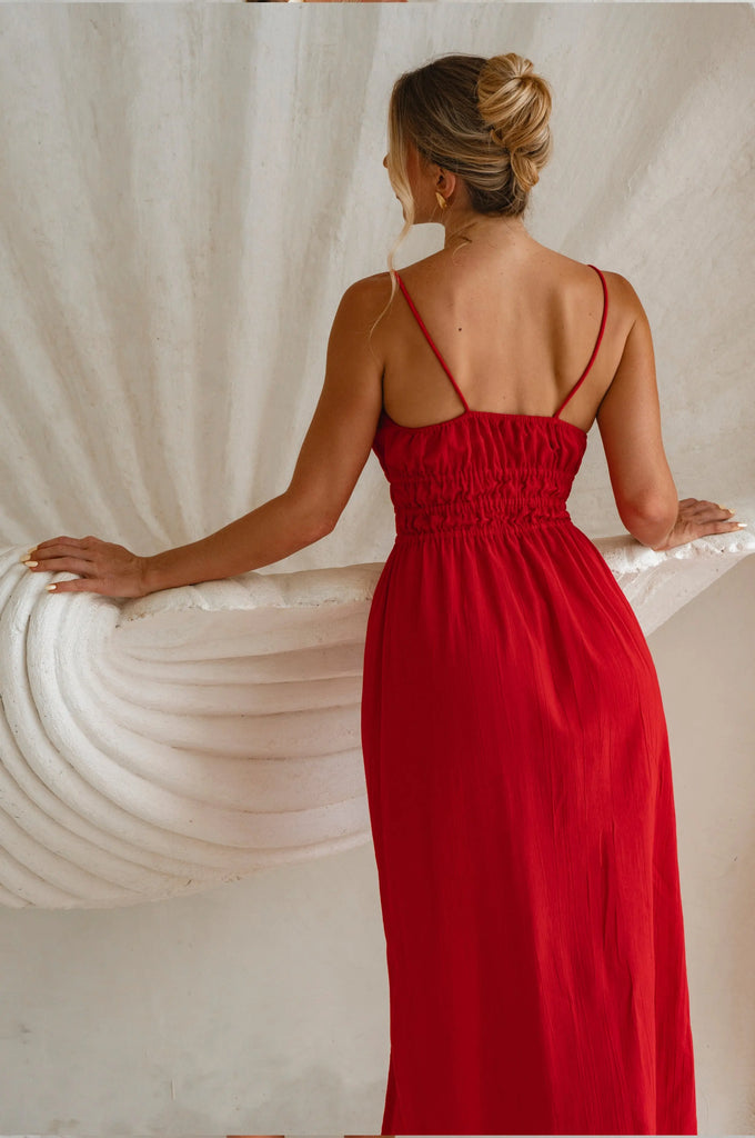 Eleanore Handcrafted Linen Midi Summer Dress by Bali Lane Bali Lane