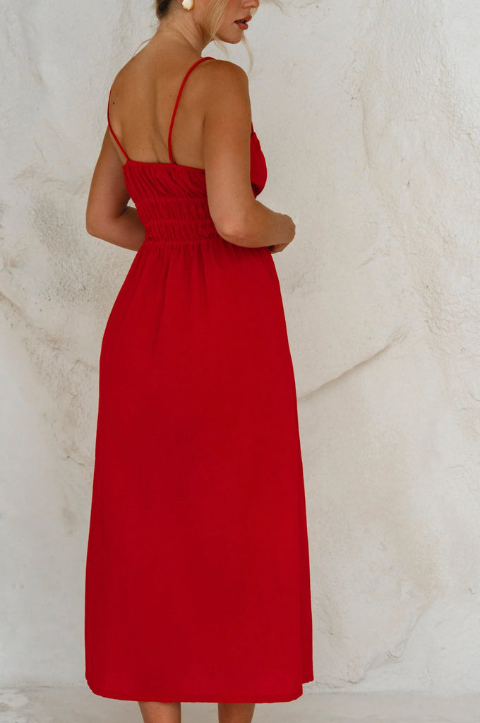 Eleanore Handcrafted Linen Midi Summer Dress by Bali Lane Bali Lane