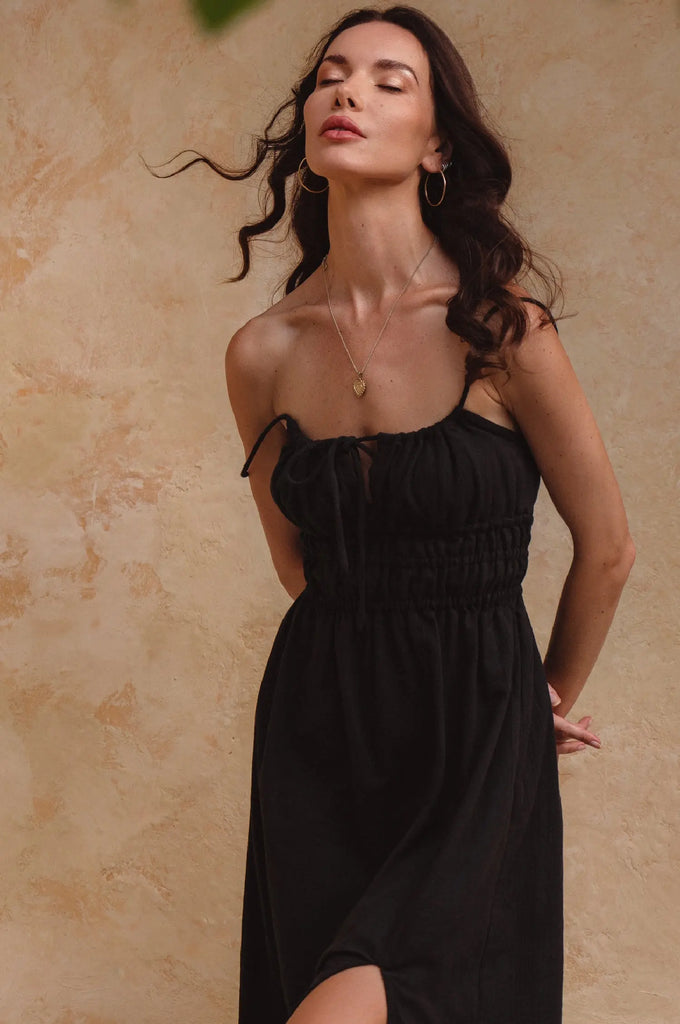 Eleanore Handcrafted Linen Midi Summer Dress by Bali Lane Bali Lane