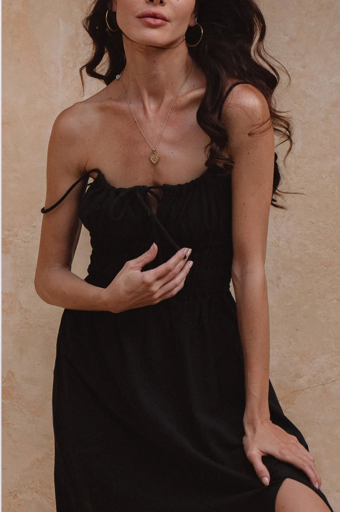 Eleanore Handcrafted Linen Midi Summer Dress by Bali Lane Bali Lane