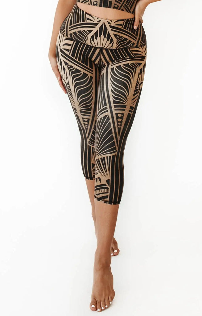 Elegant Empire Printed Yoga Crops by Yoga Democracy Yoga Democracy