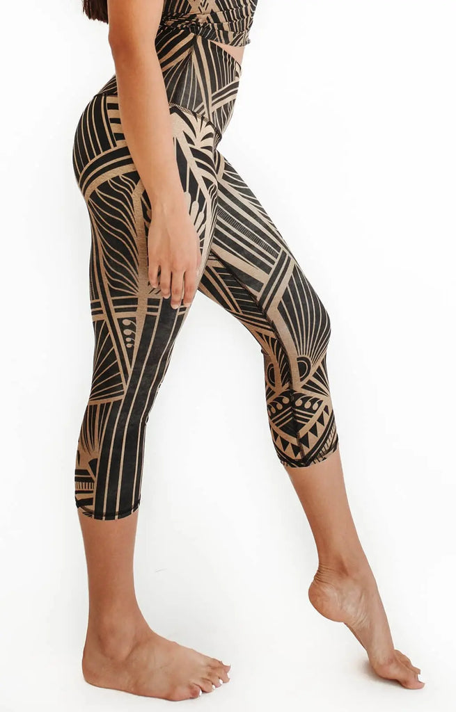 Elegant Empire Printed Yoga Crops by Yoga Democracy Yoga Democracy
